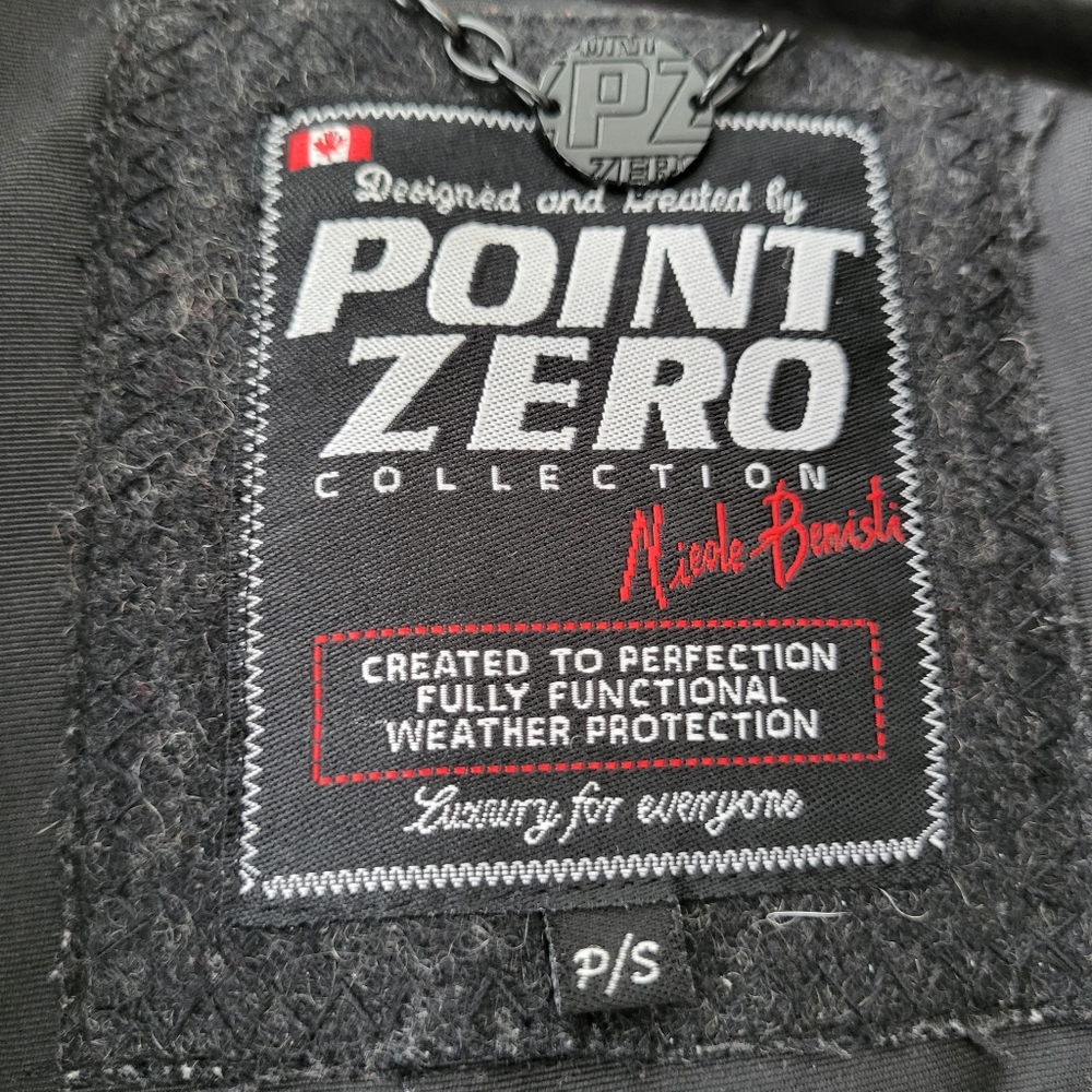 Point Zero black hooded cinched waist mid thigh zip up parka jacket Size S - Picture 12 of 12